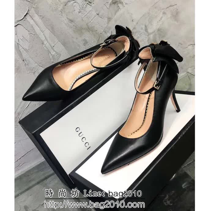 GUCCI古馳 18早春系列 代購品質 RMB古典美學皮革蝴蝶結 中跟單鞋 QZS1396